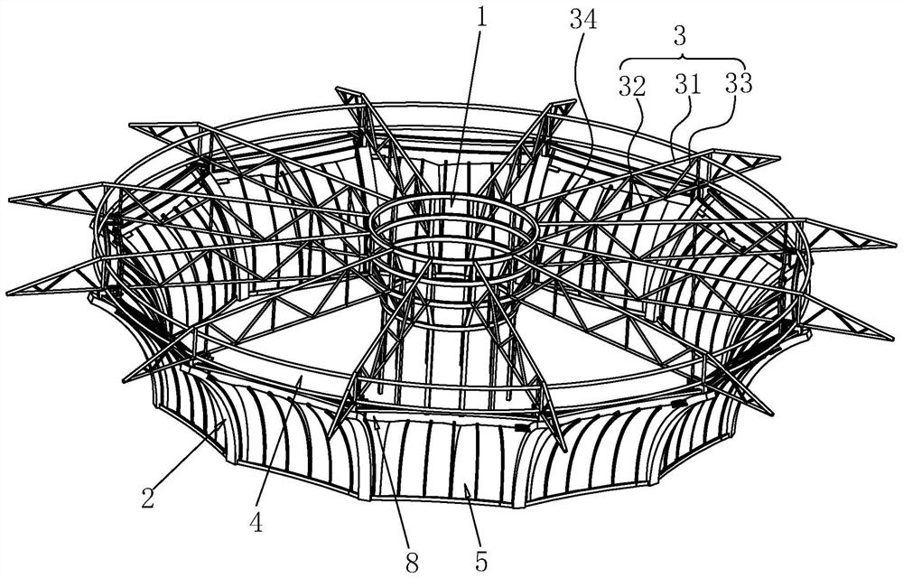 Temporary supporting structure of steel structure building and construction method