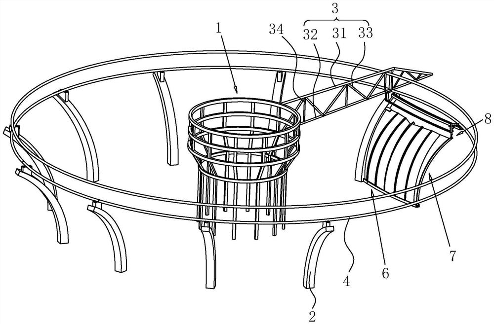 Temporary supporting structure of steel structure building and construction method