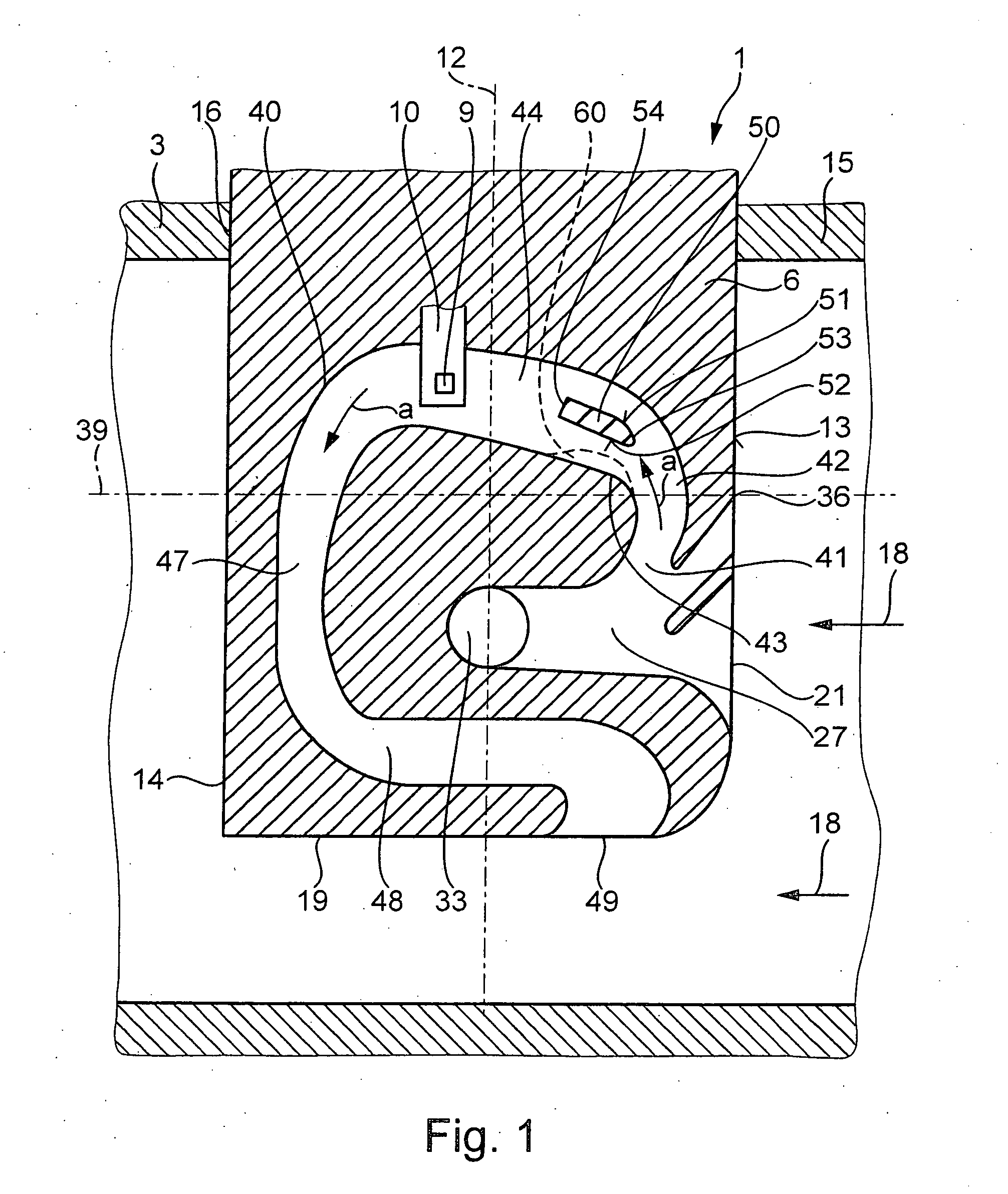 Device for determing at least one parameter of a medium flowing inside a conduit