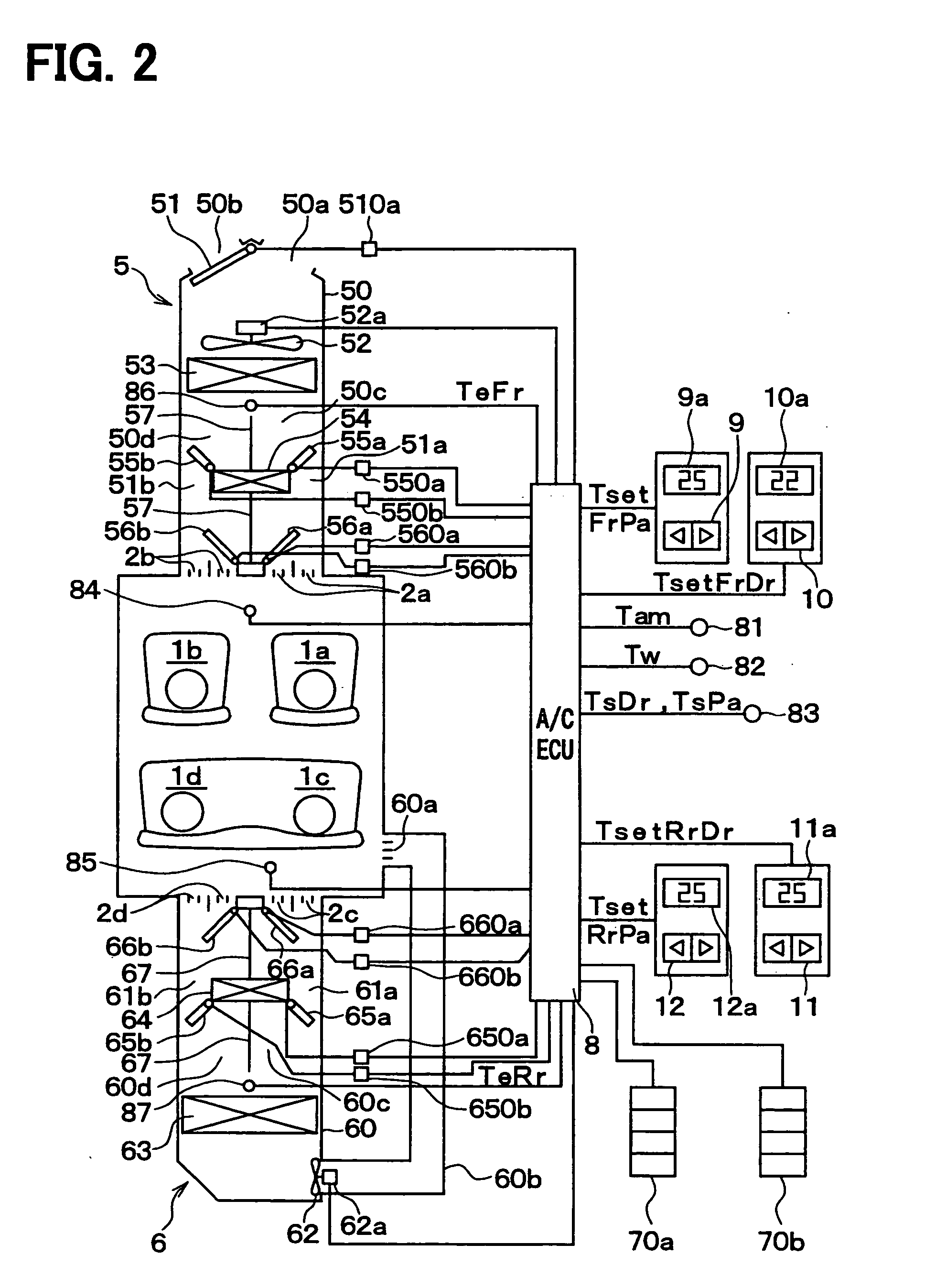 Air conditioning system for motor vehicle