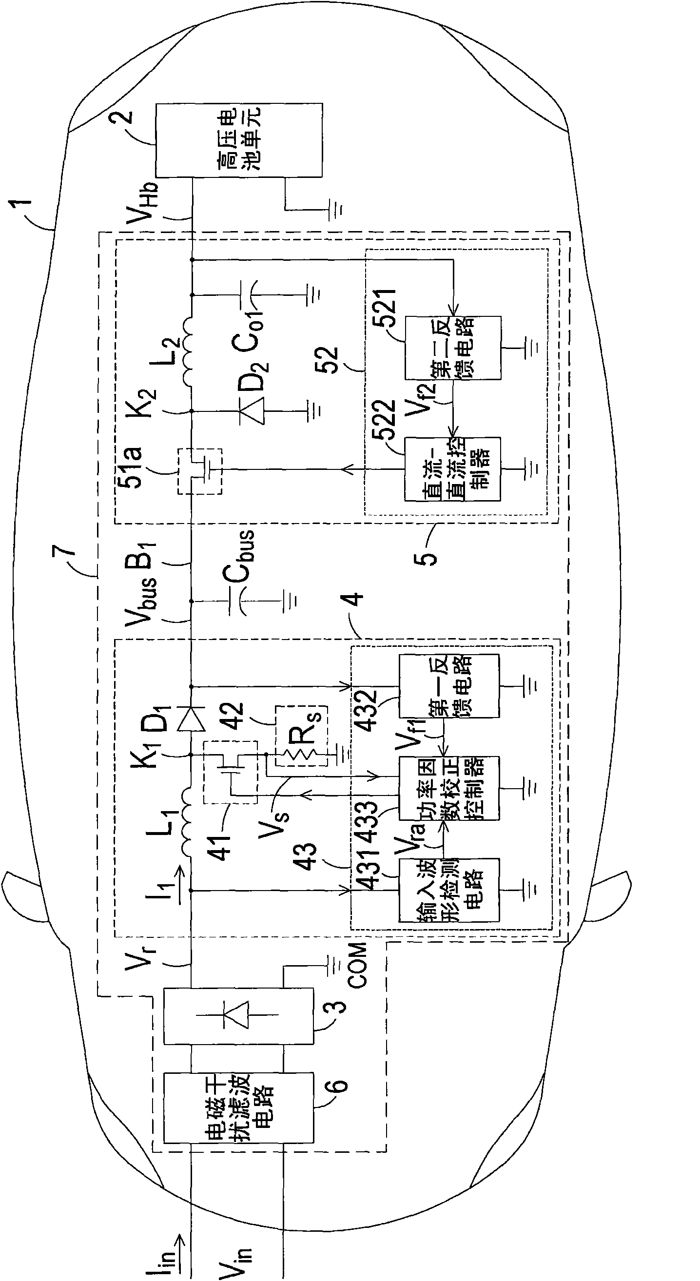 High-voltage battery charging system architecture of electric automobile