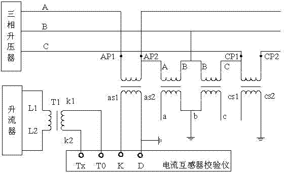 Method for testing error influence quantity to high-voltage three-phase current transformer from high-voltage leakage current