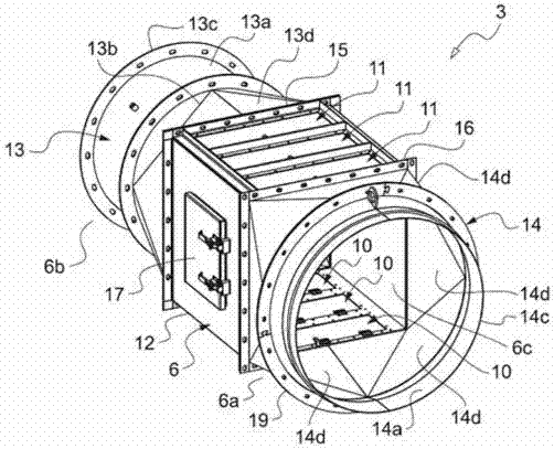 Relay connection device for forced ventilation equipment, relay connection system including same, and forced ventilation equipment provided with such systems