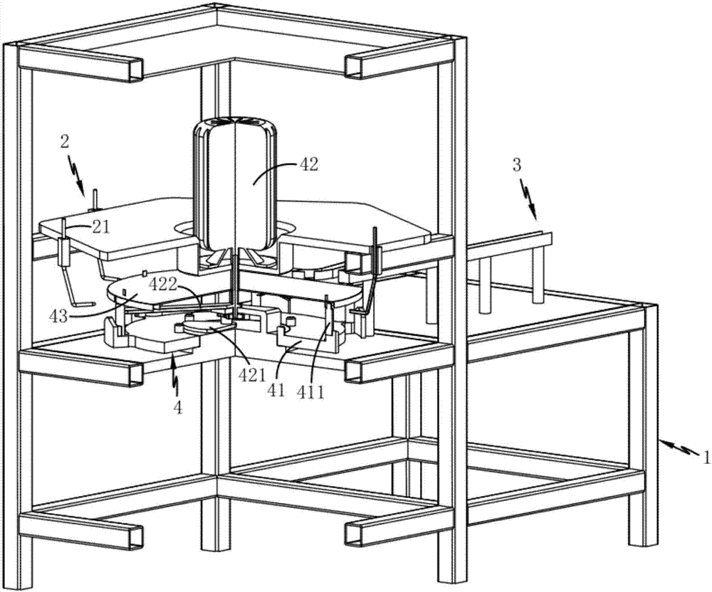 Efficient multicolor spraying production device for bottle lids