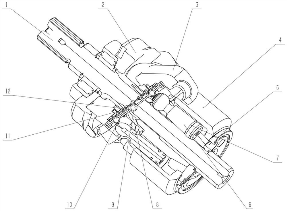 Floating swash plate follower ball hinge conical plunger variable pump/motor rotation assembly