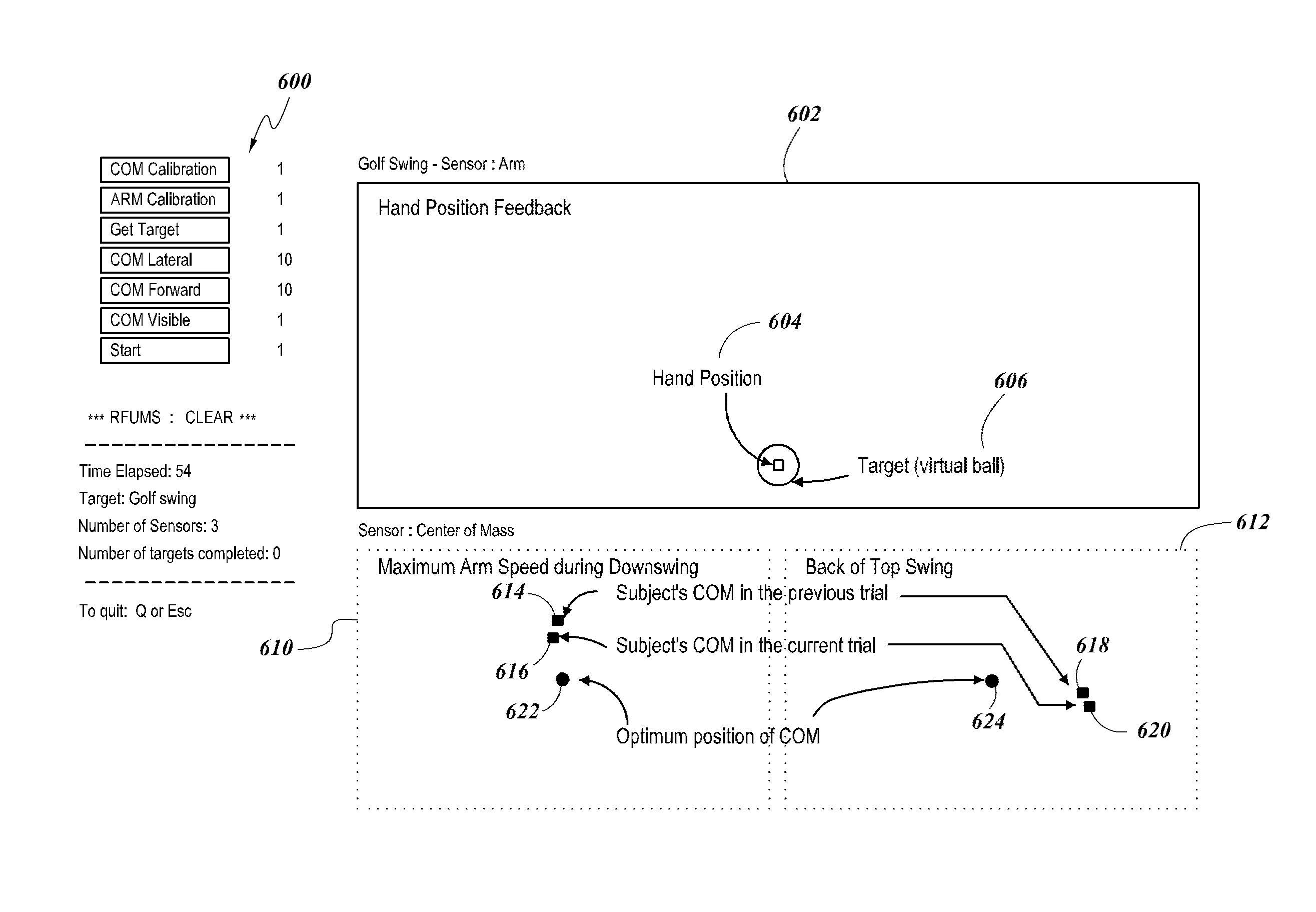 Providing motion feedback based on user center of mass