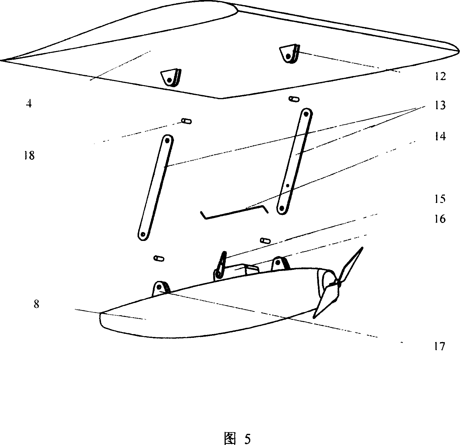 Miniature airplane pitch operating method and control mechanism