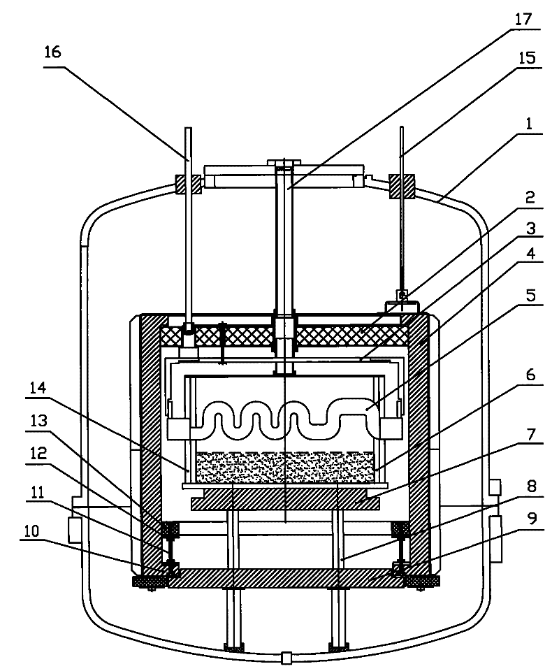 Thermal field structure of moving thermal insulation ring for vertically oriented growth of polysilicon