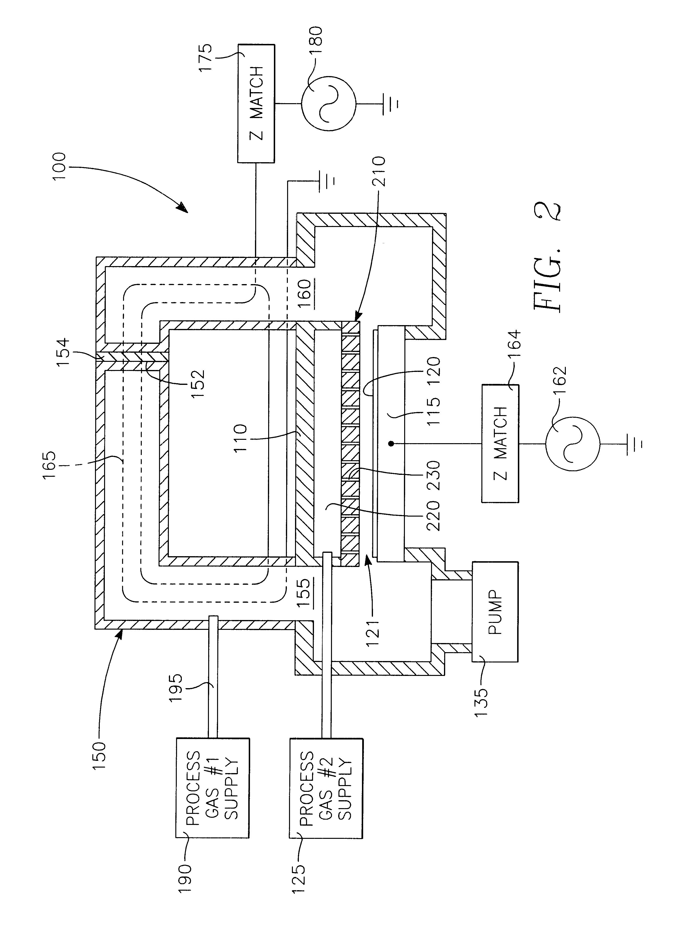 Externally excited torroidal plasma source using a gas distribution plate