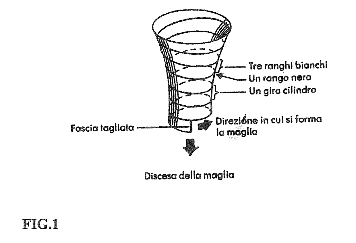 Garment with elastic inserts produced using circular machines