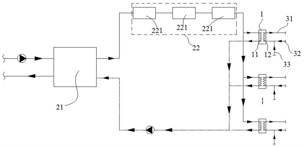 Pipeline heat accumulation type instant-heating high-temperature water source heat pump set water heating system