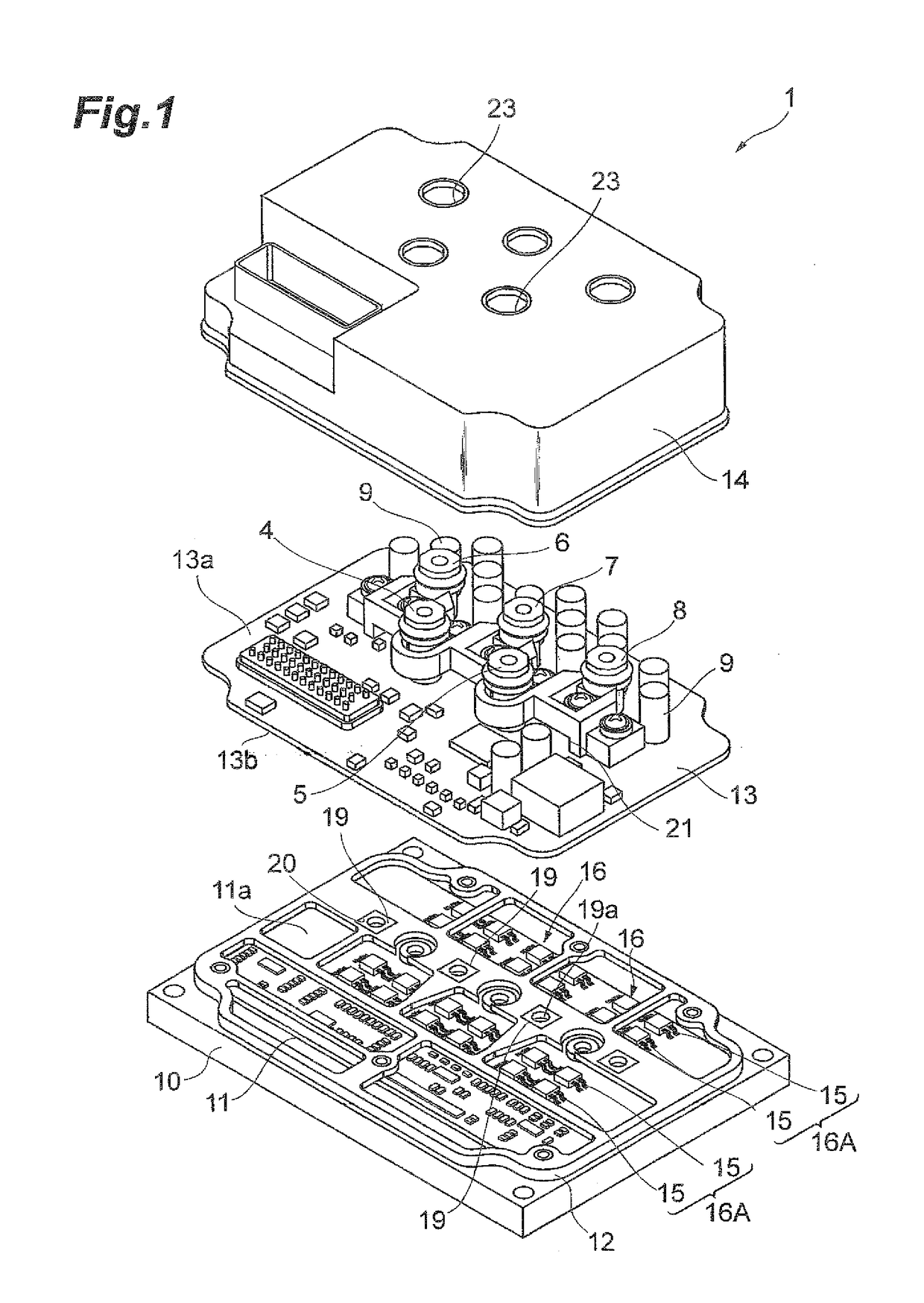 Semiconductor device having a first circuit board mounted with a plurality of semiconductor elements and a second circuit board mounted with a plurality of electronic components