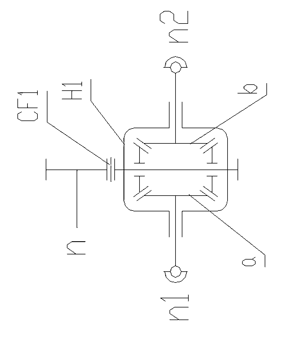 Differential transmission system of full-time eight-wheel drive vehicle