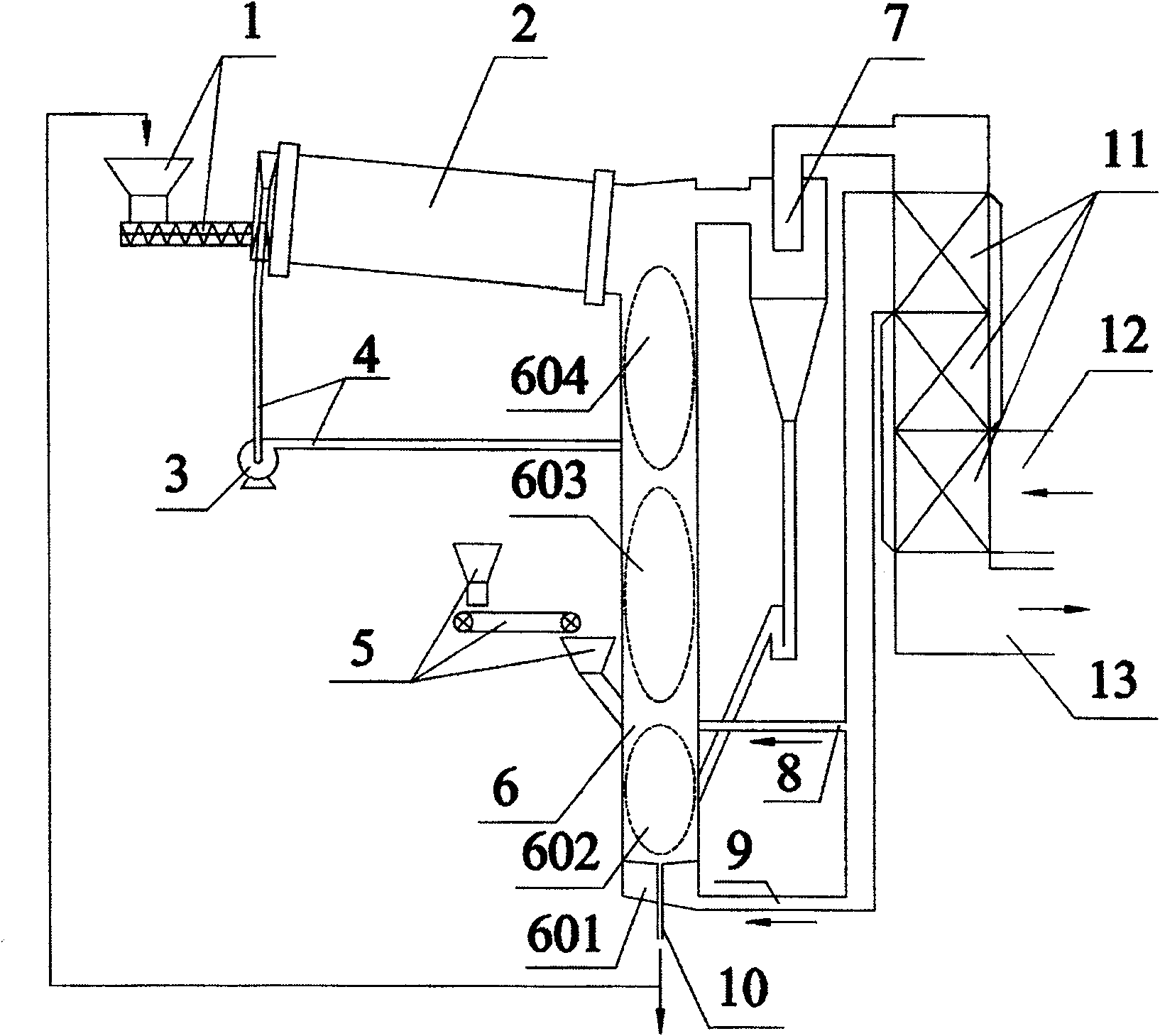 Sludge desiccation burning integral treatment method and device