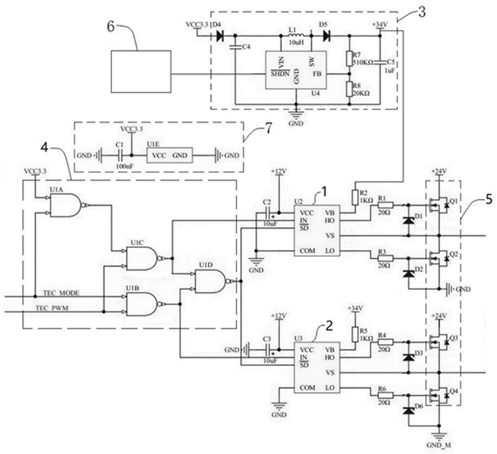 H-bridge drive circuit and electrical system that can realize over-temperature protection