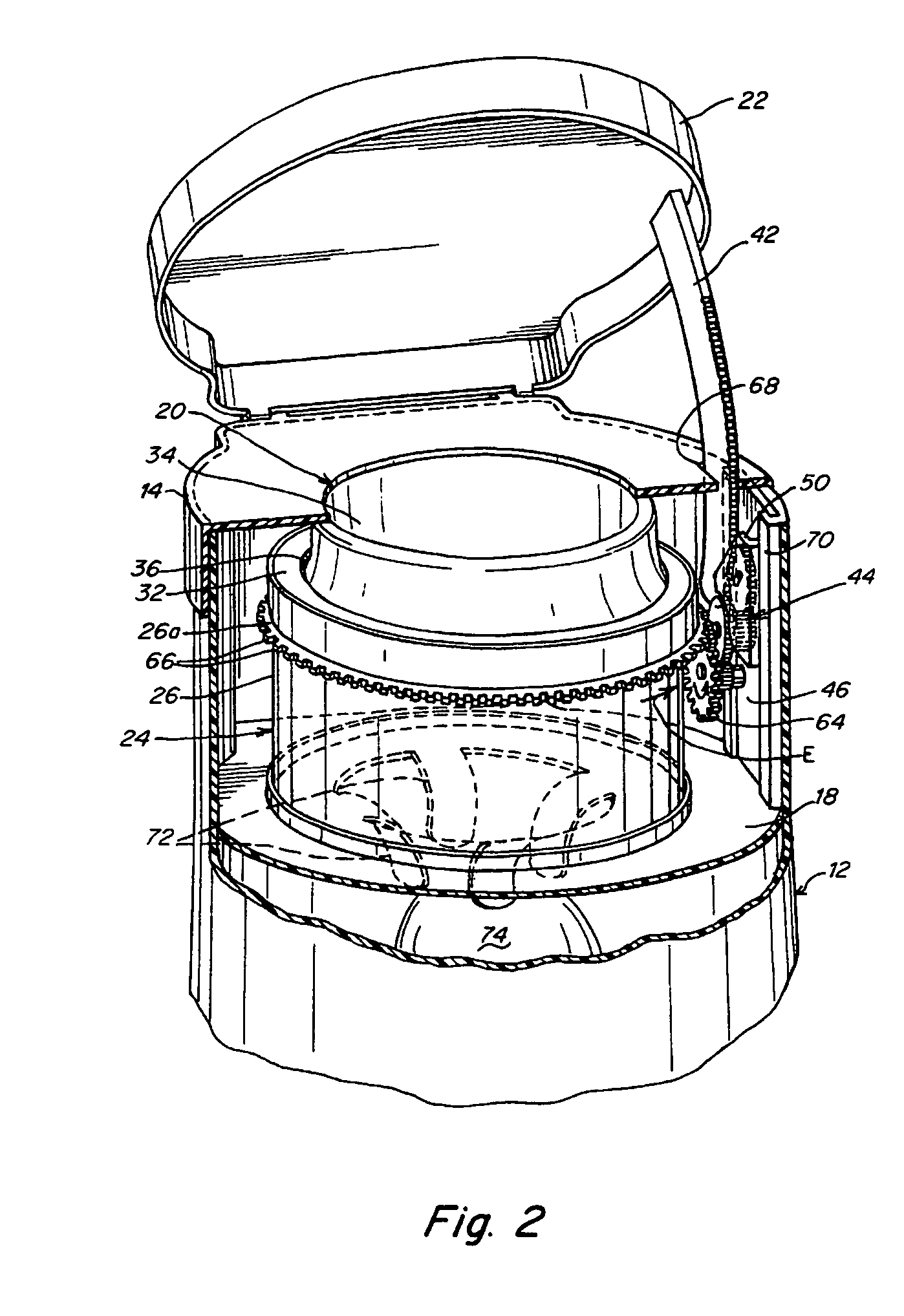 Waste disposal device including a rotatable geared rim to operate a cartridge