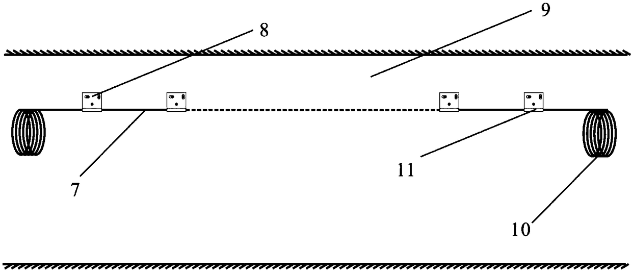 Field rapid installation device for sensing optical cable, and installation method of device