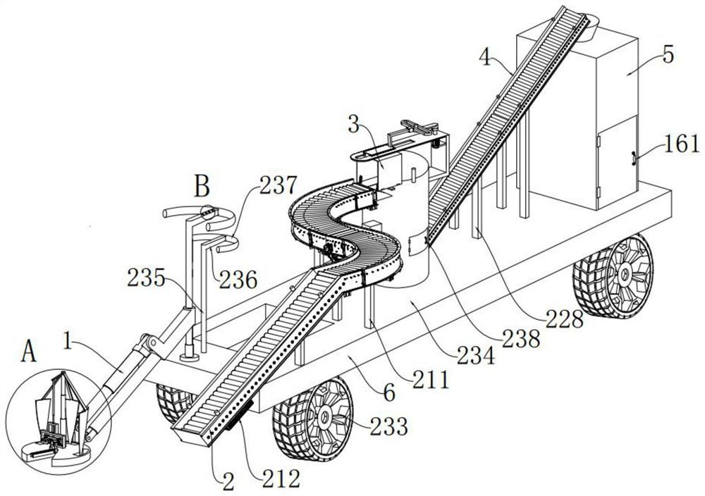 A kind of non-destructive separation pushing type packing car for yacon fruit excavation and anti-jamming