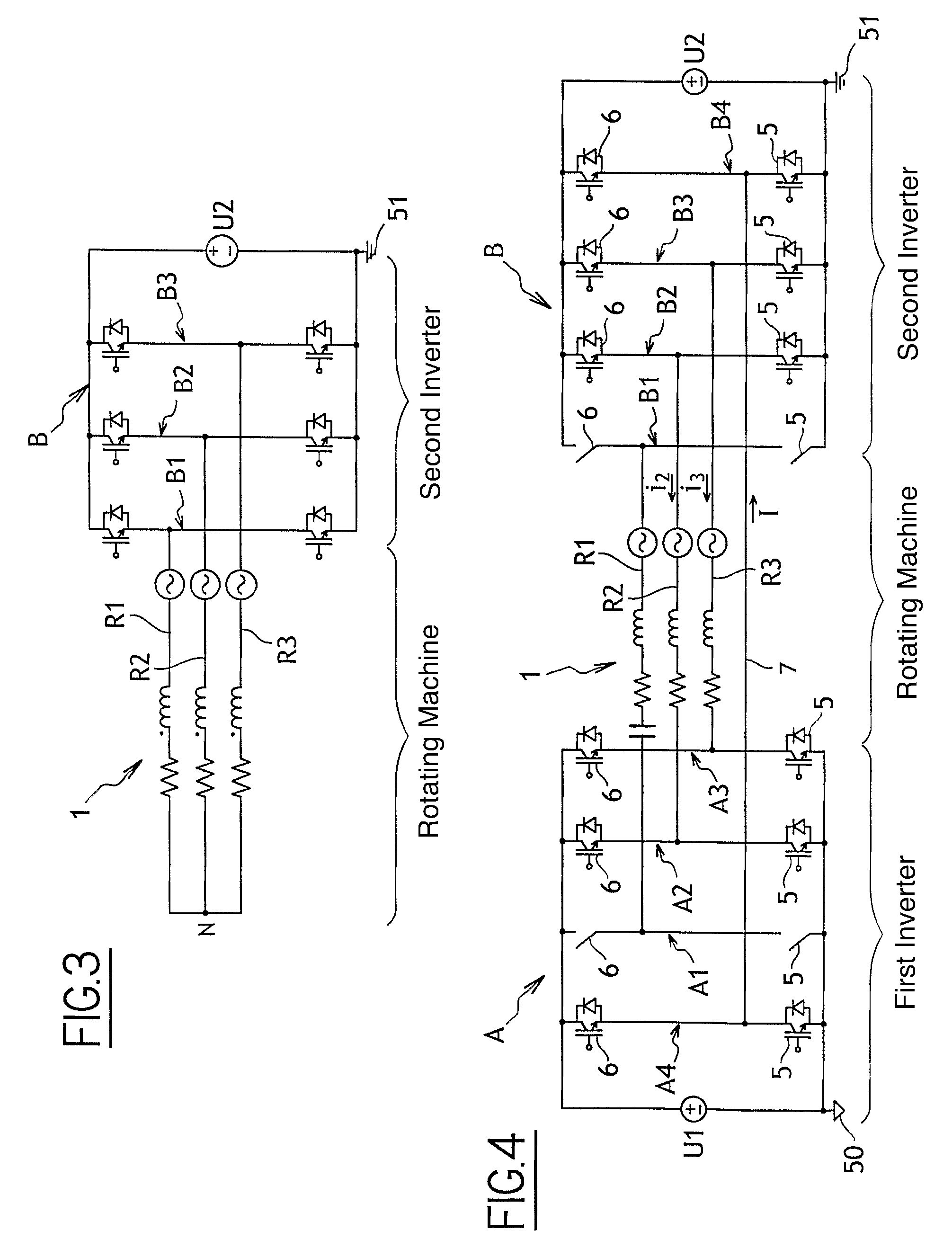 Power supply with two series inverters for a polyphase electromechanical actuator