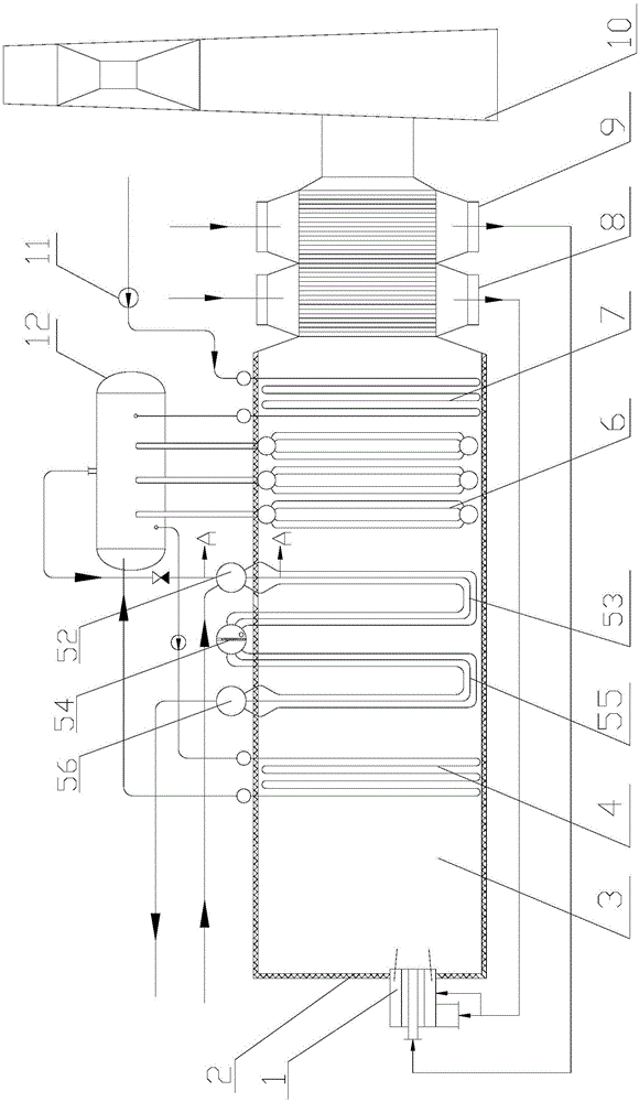 Gas-fired boiler for overheating foreign steam