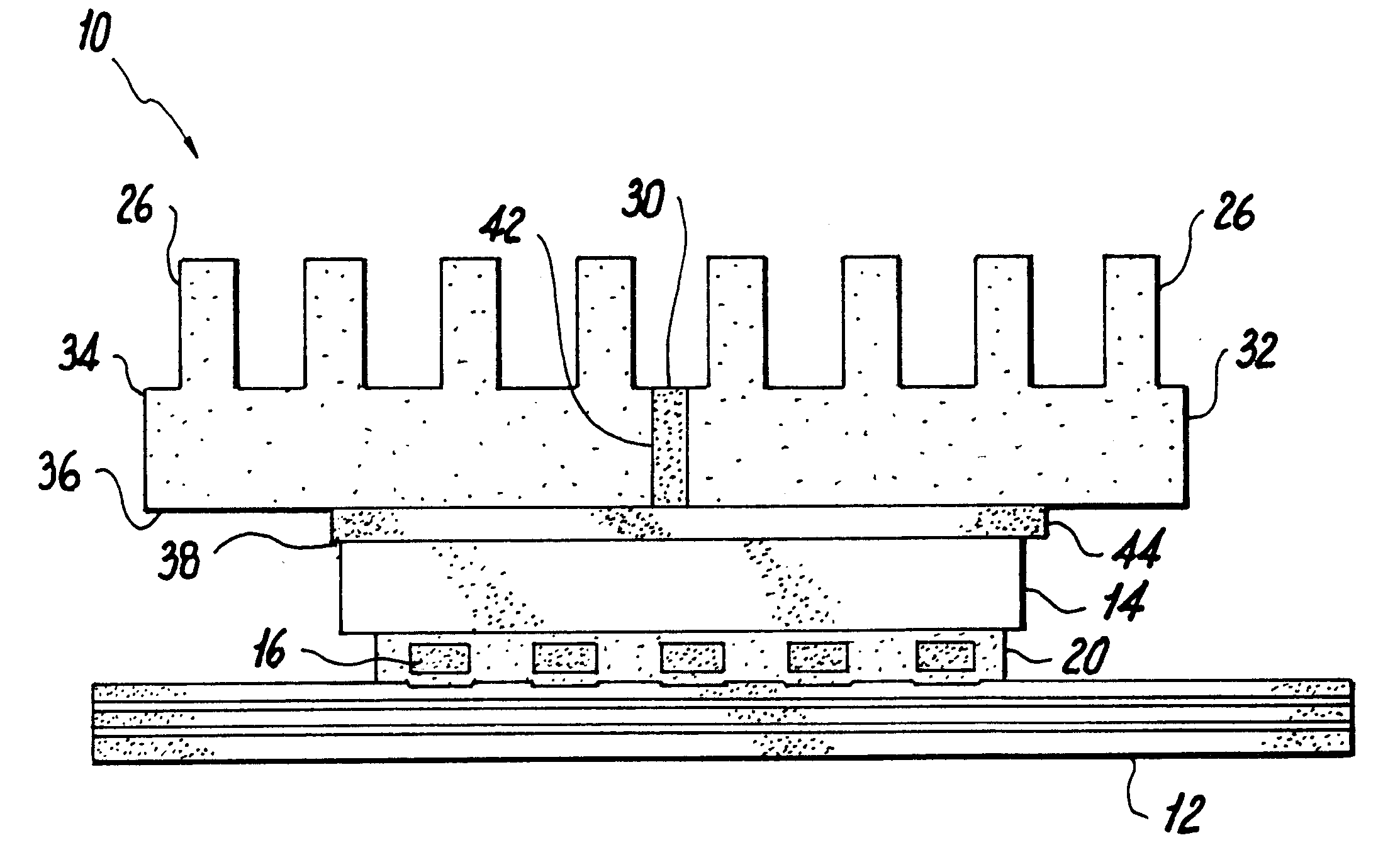 Stress-relieving heatsink structure and method of attachment to an electronic package