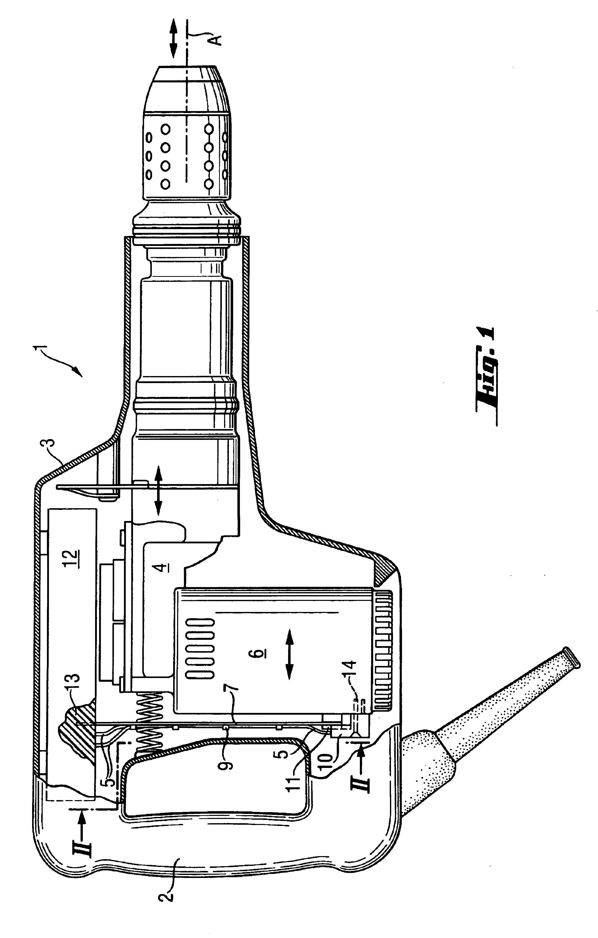 Electrical hand tool machine with vibration damped striking mechanism