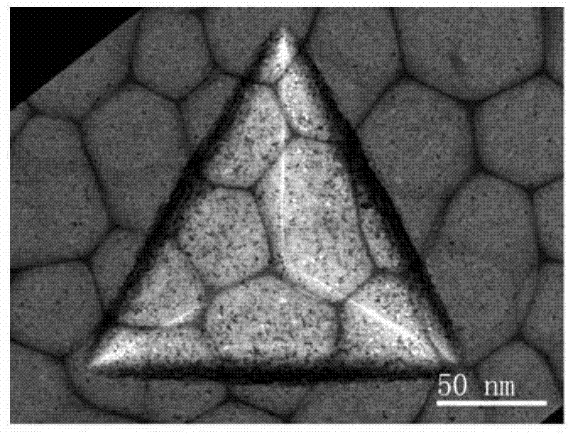 Method for representing nano film micro-area deformation area by virtue of combination of photetching technique and transmitted electron microtechnique