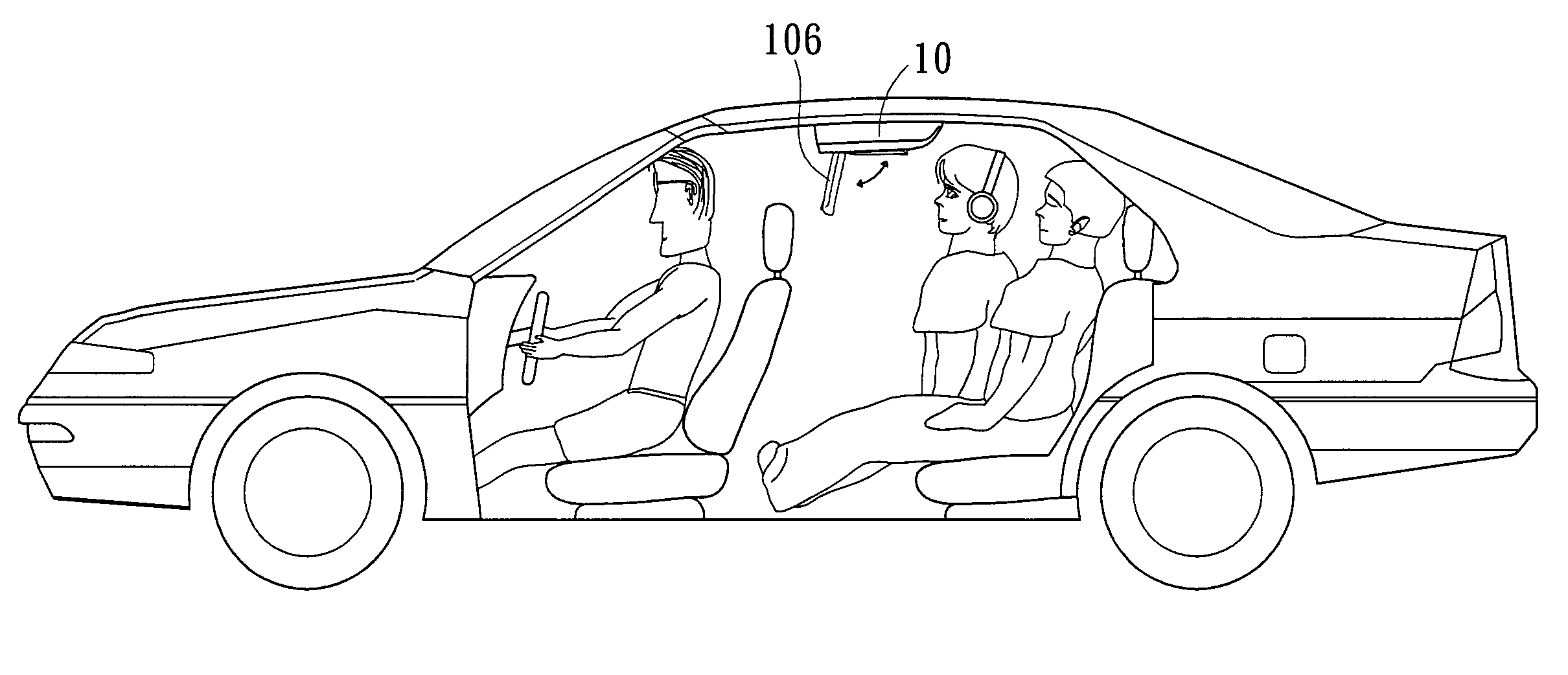 Combined audio-visual device for cars