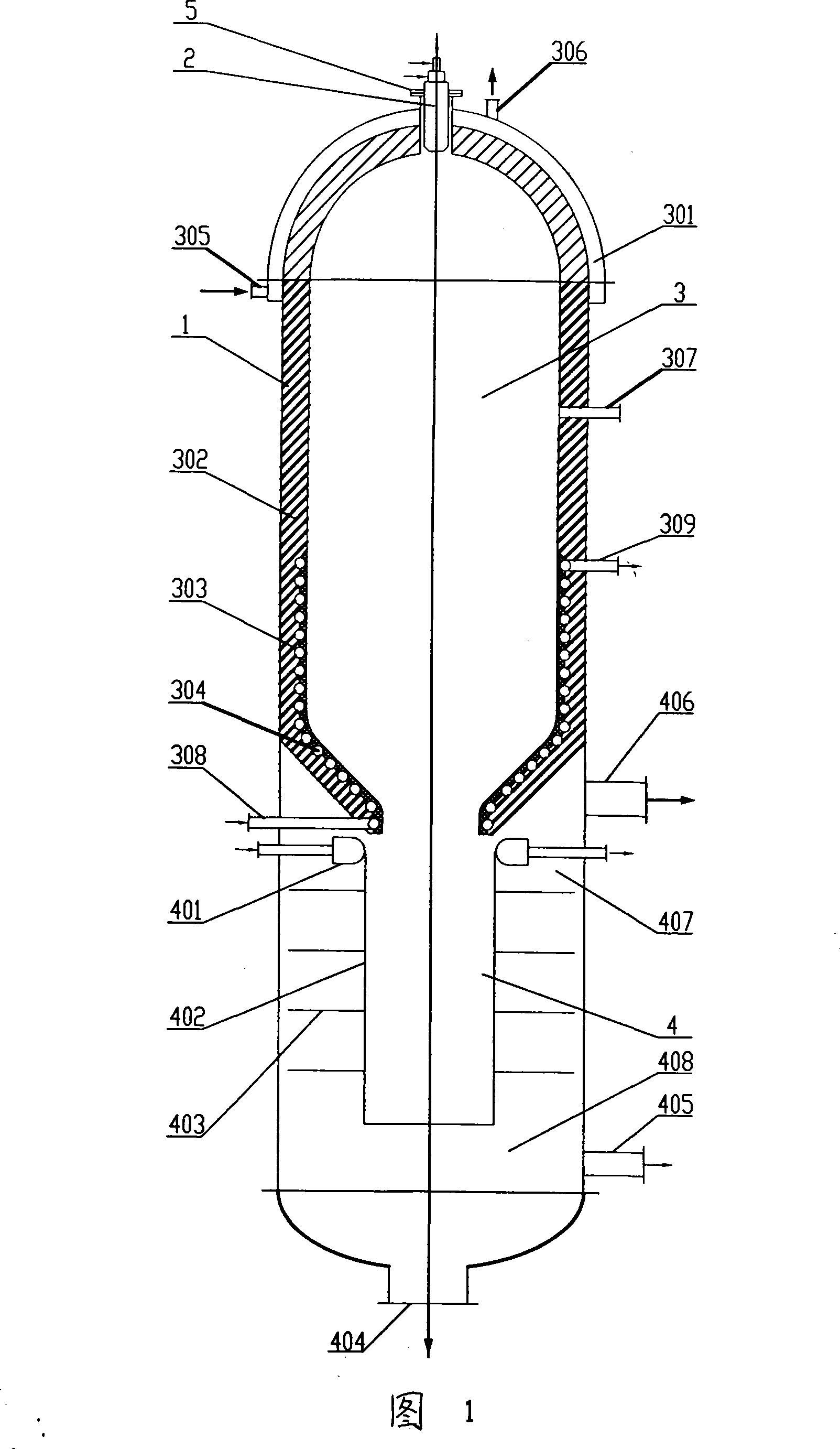 Non-catalytic partial oxidation gasification furnace of inferior raw material