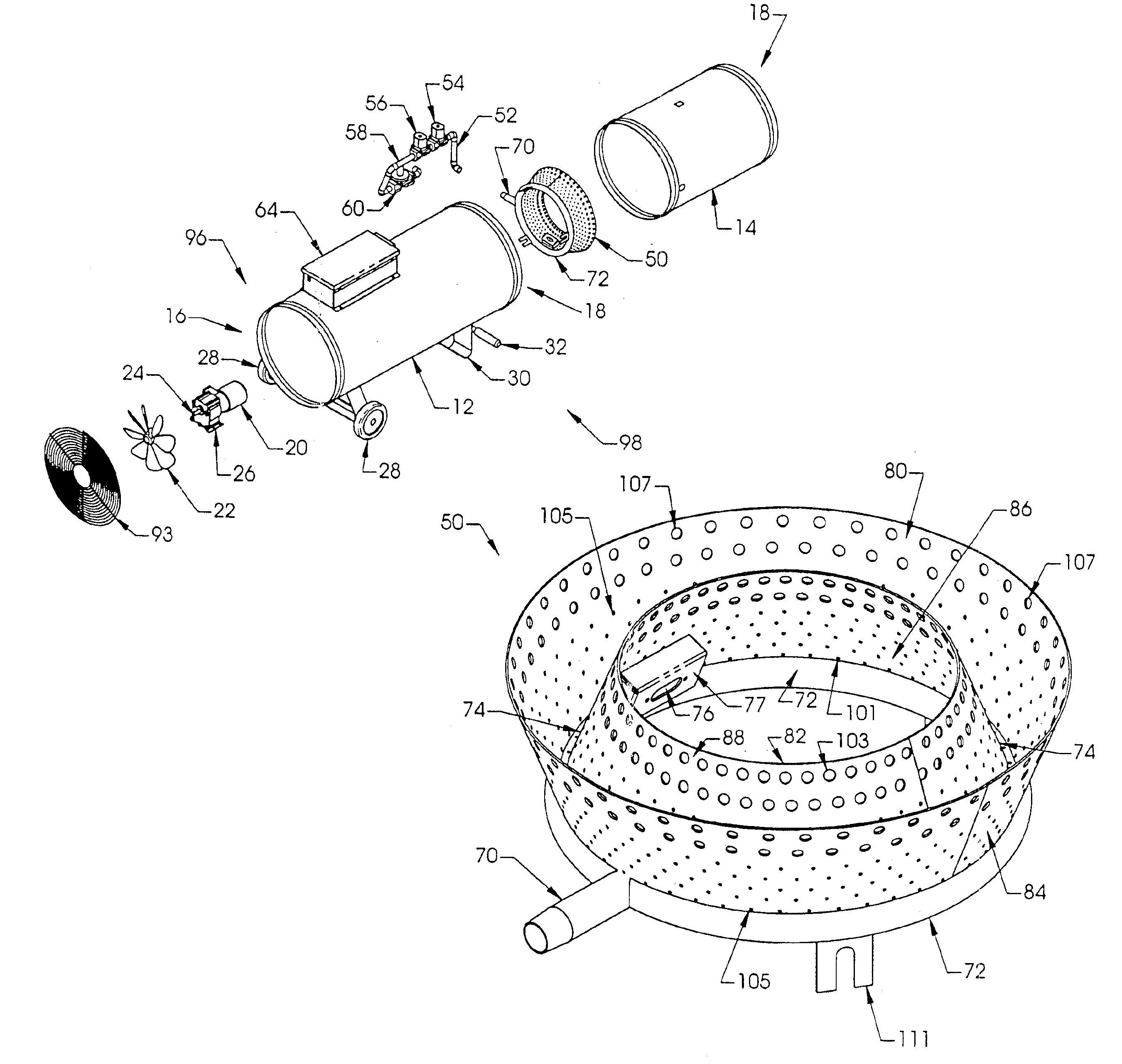 Combustion system for a heater