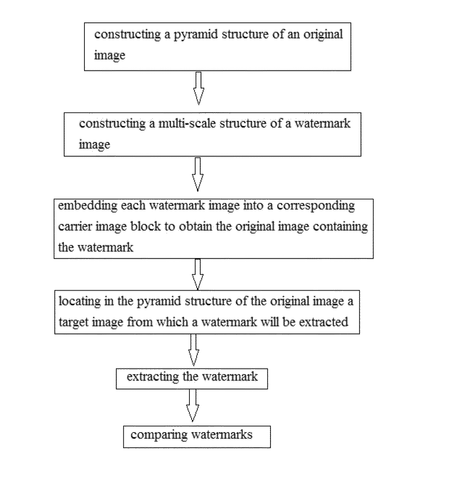 Method for embedding and extracting multi-scale space based watermark