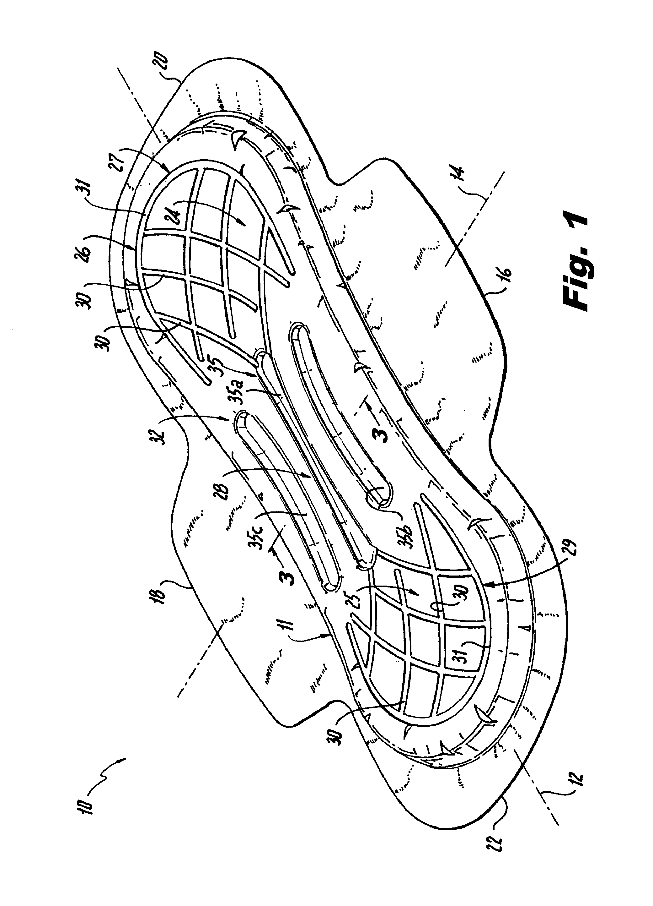 Absorbent article including a plurality of longitudinally extending channels