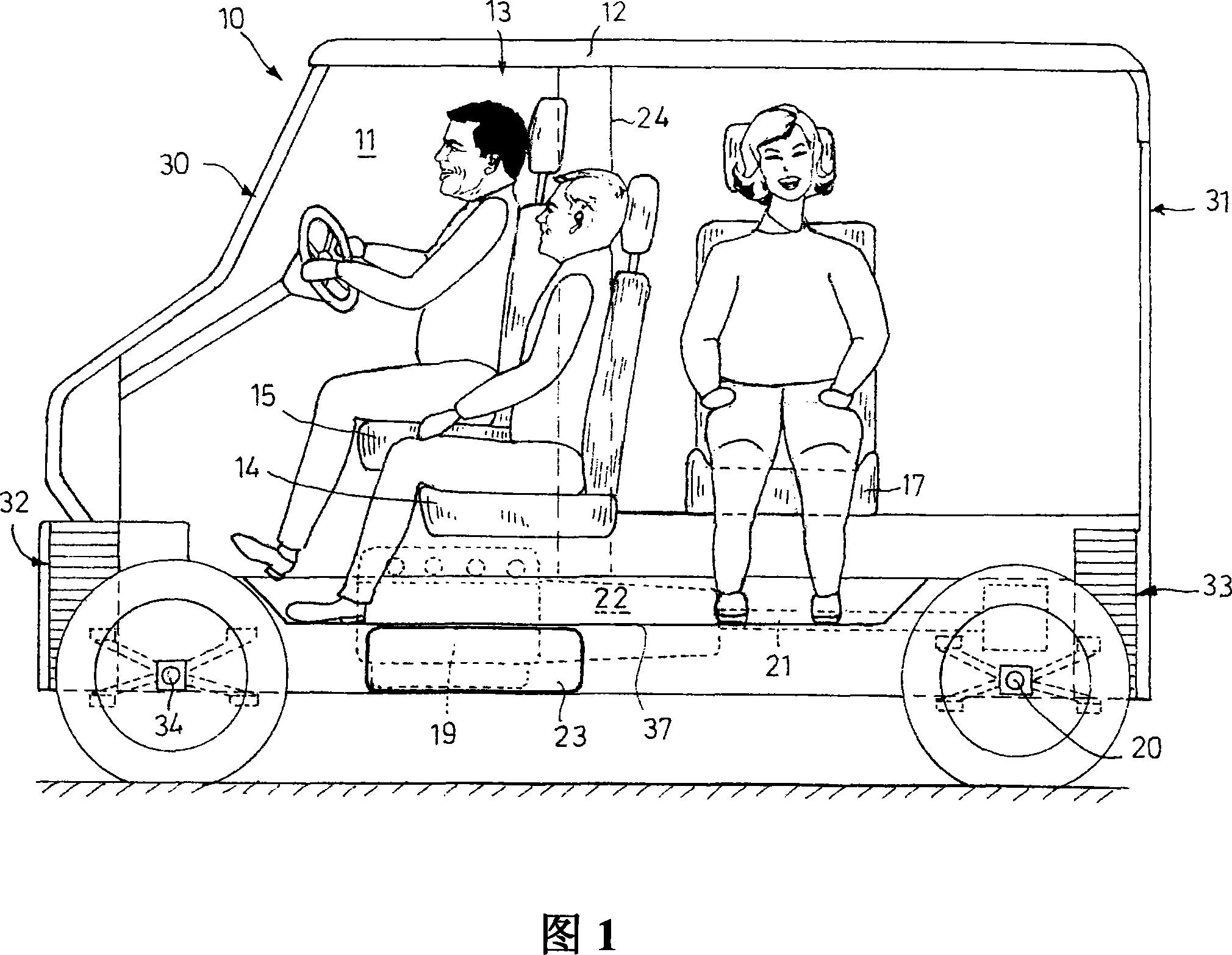 Traffic tool, especially optimization vehicle with compact structure