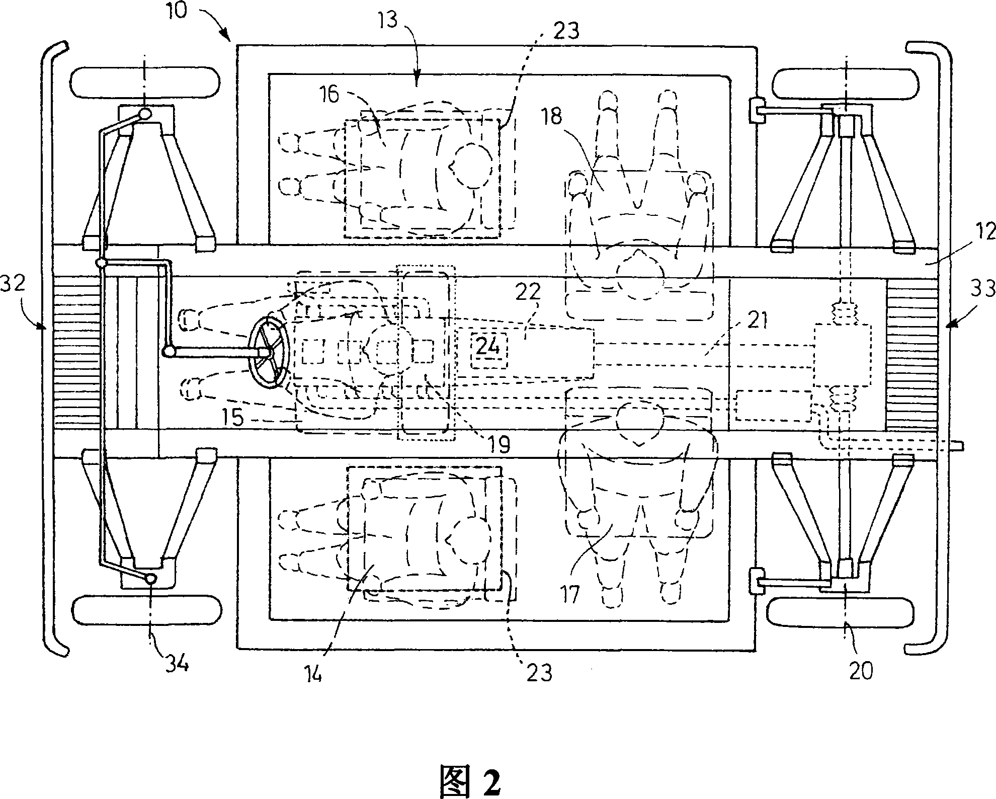 Traffic tool, especially optimization vehicle with compact structure