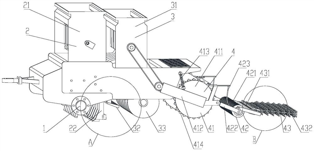 Deep-fertilization secondary-pressing full-width uniform sowing machine and sowing method