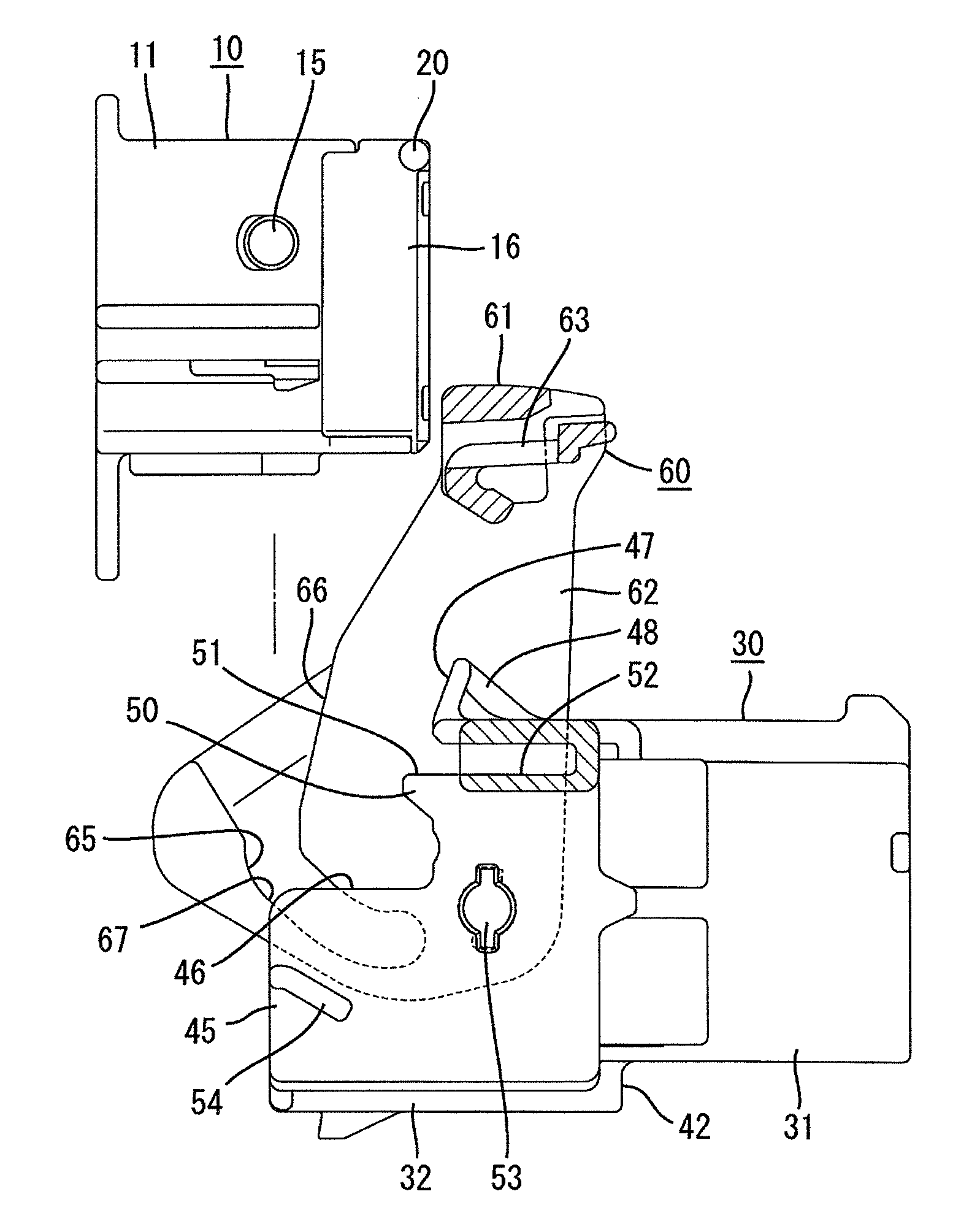 Space efficient lever connector