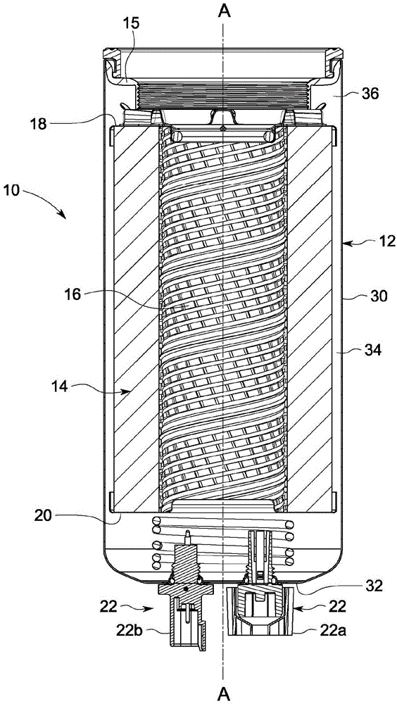 Filter housings with single turn threaded ports