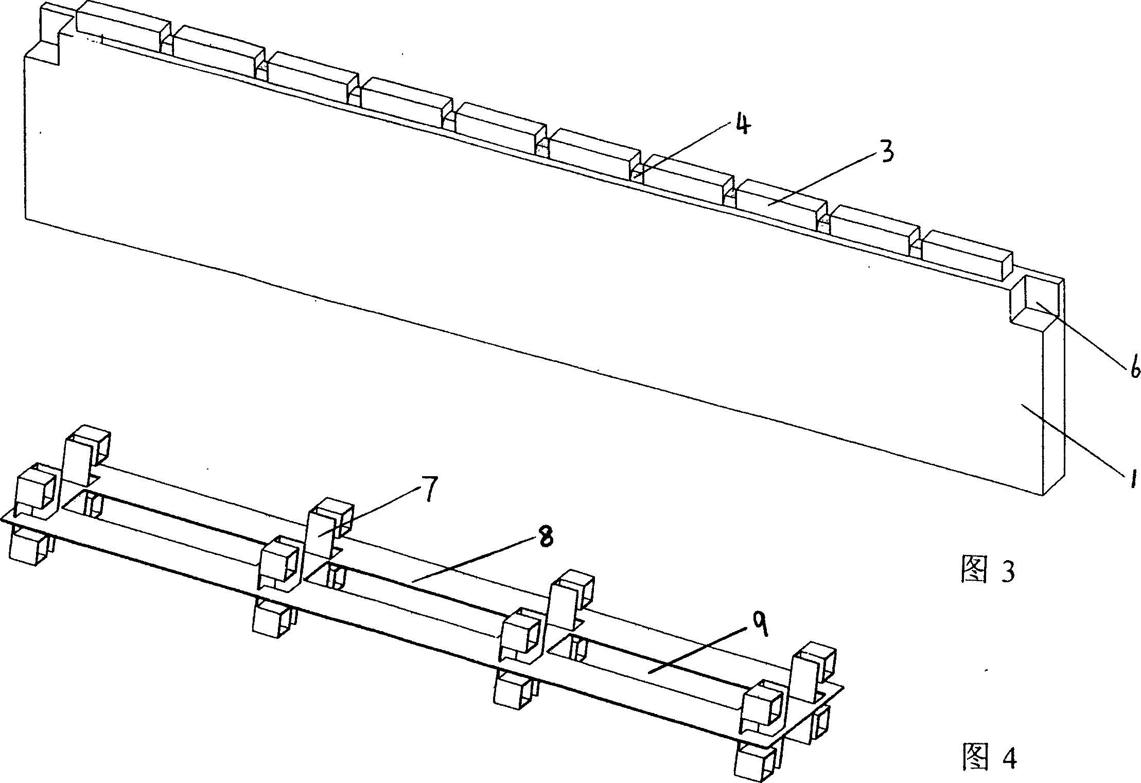 Bar mortice-tenon block assembling wall and construction method