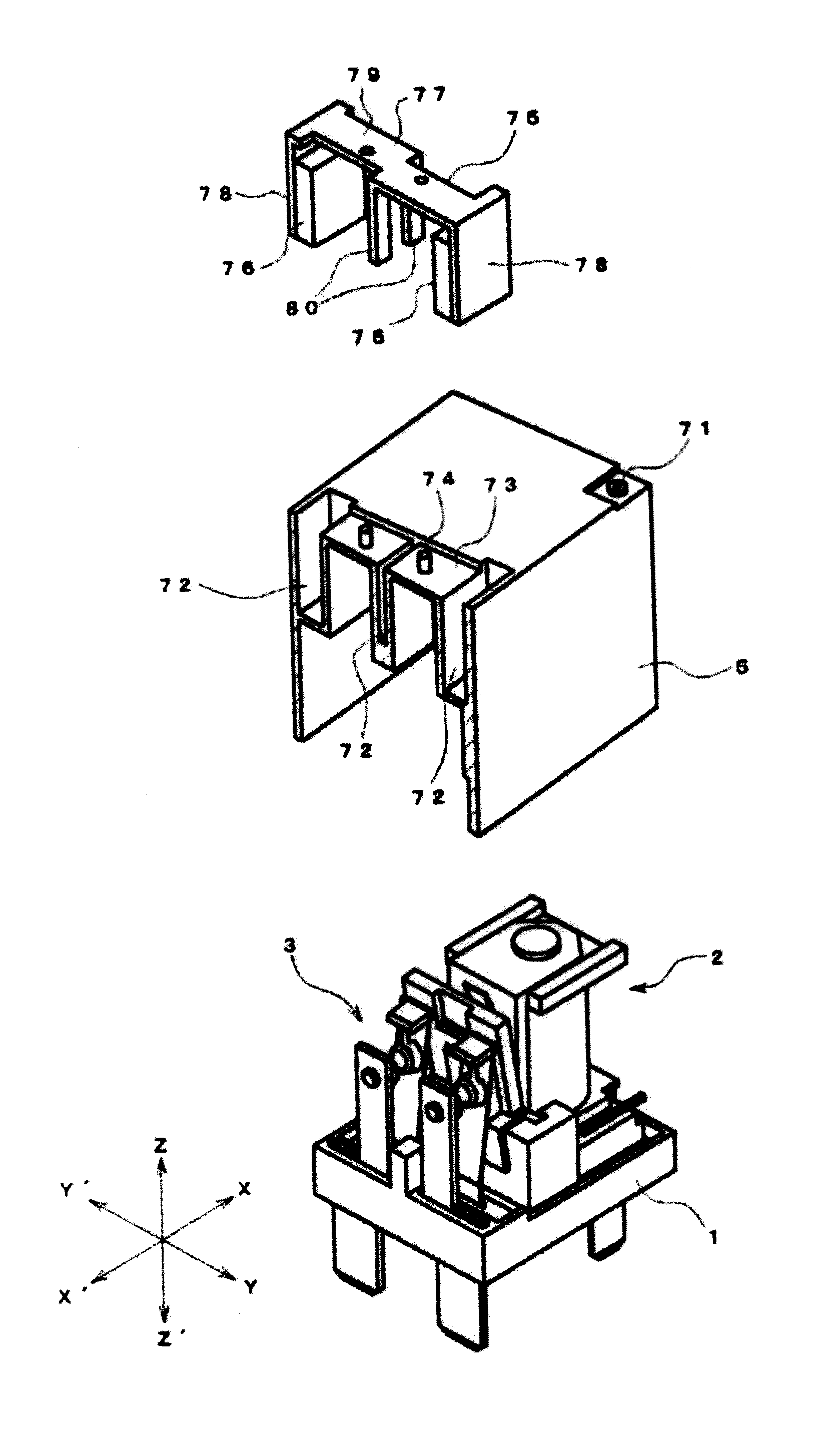 Contact switching mechanism and electromagnetic relay