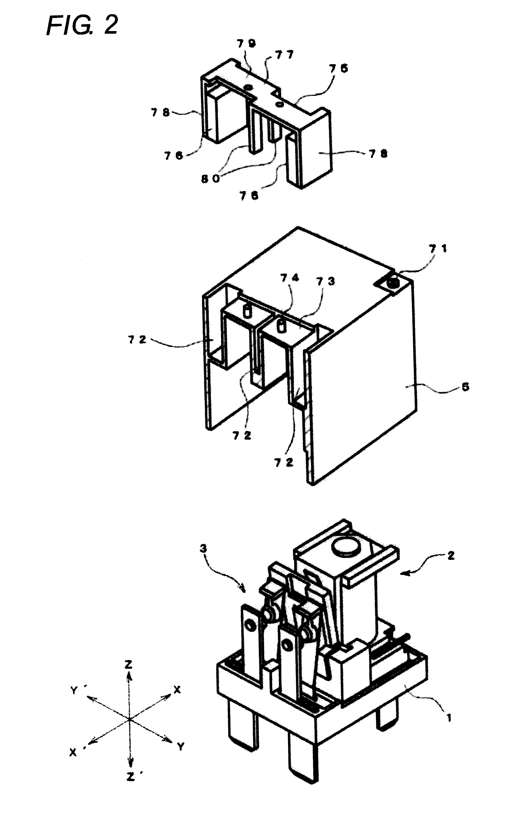 Contact switching mechanism and electromagnetic relay