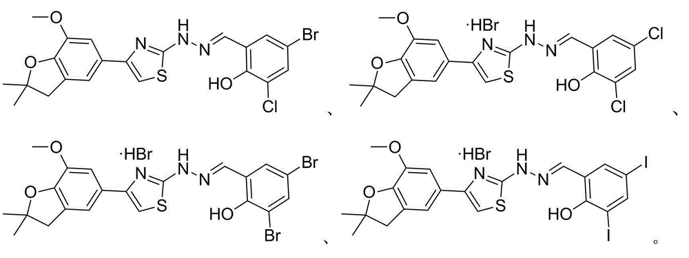 2-(2-benzyl hydrazono)-4-(benzofuran-5-yl) thiazole and preparation method and application thereof