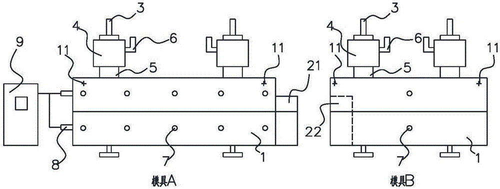 Composite forming mold with self-provided pressure source and heat source and mold unit