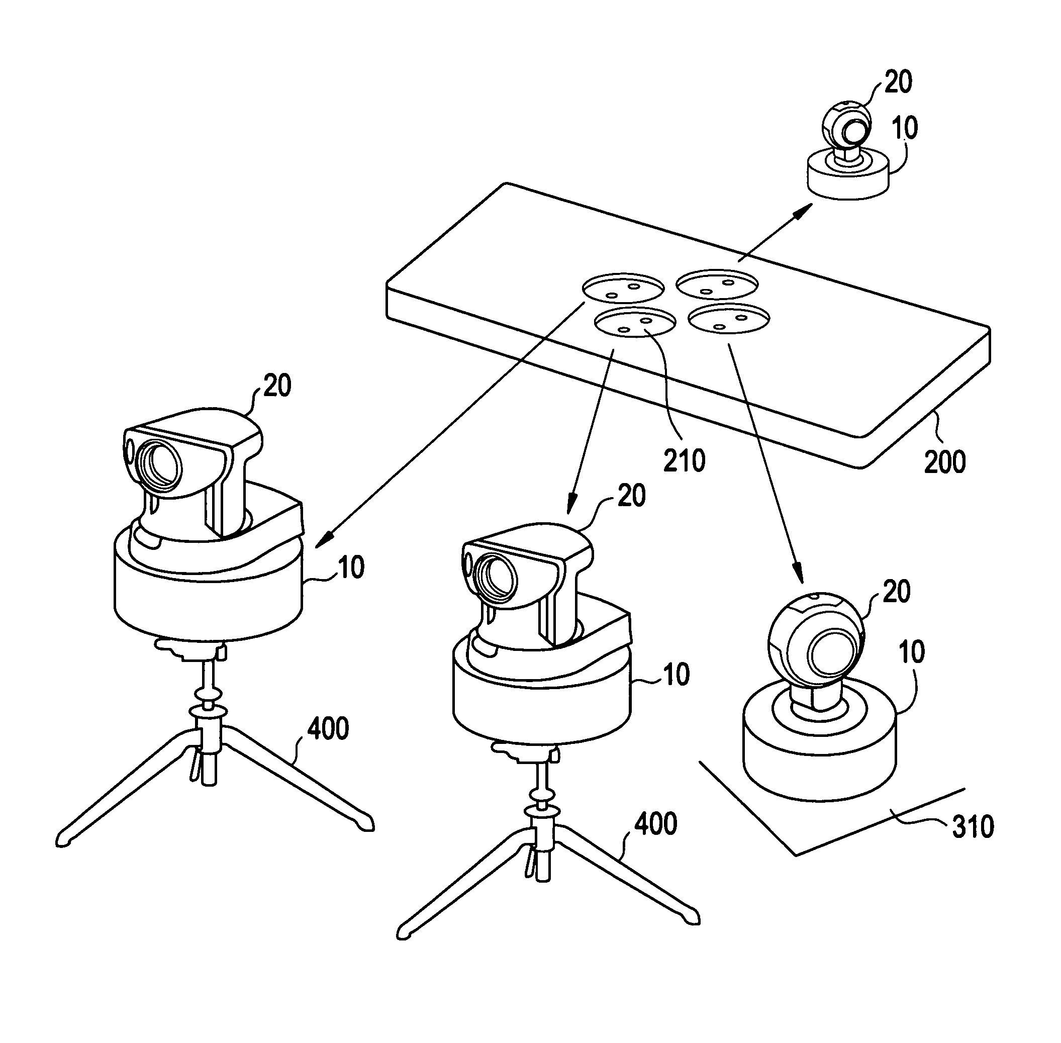 System to freely configure video conferencing camera placement