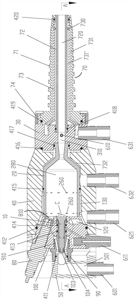 A low-temperature high-speed flame spray gun