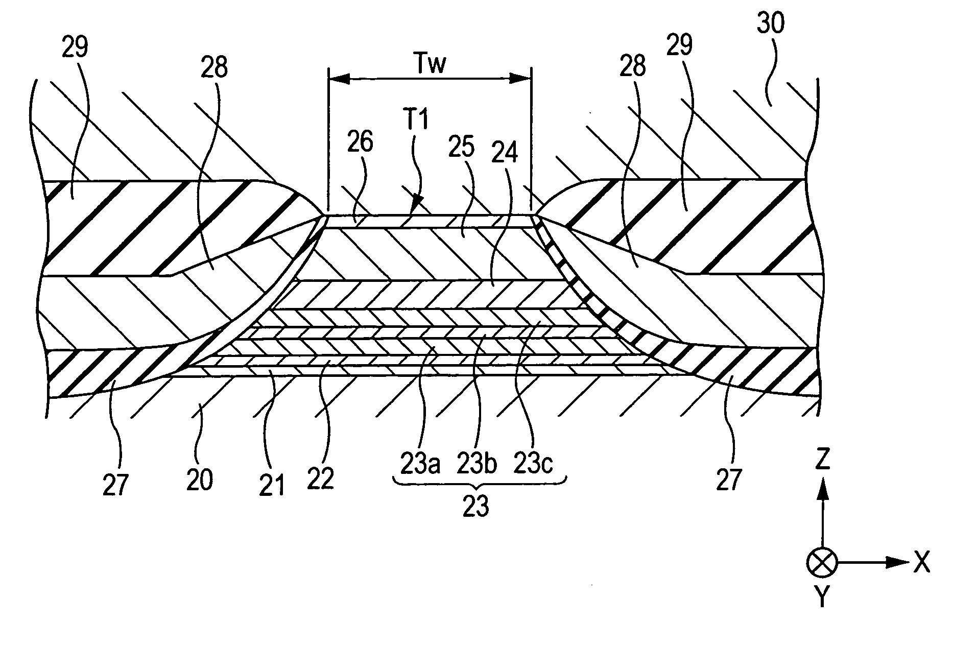 Magnetic detecting element having a self-pinned layer