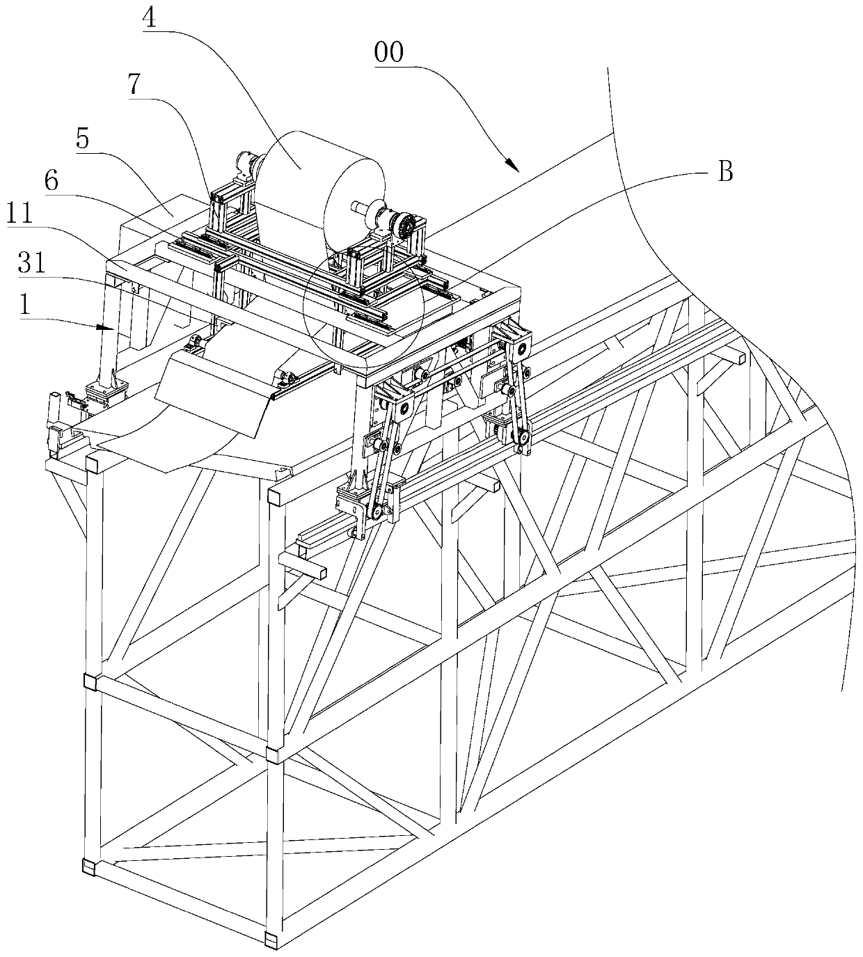 A wind power blade girder laying system and control method thereof