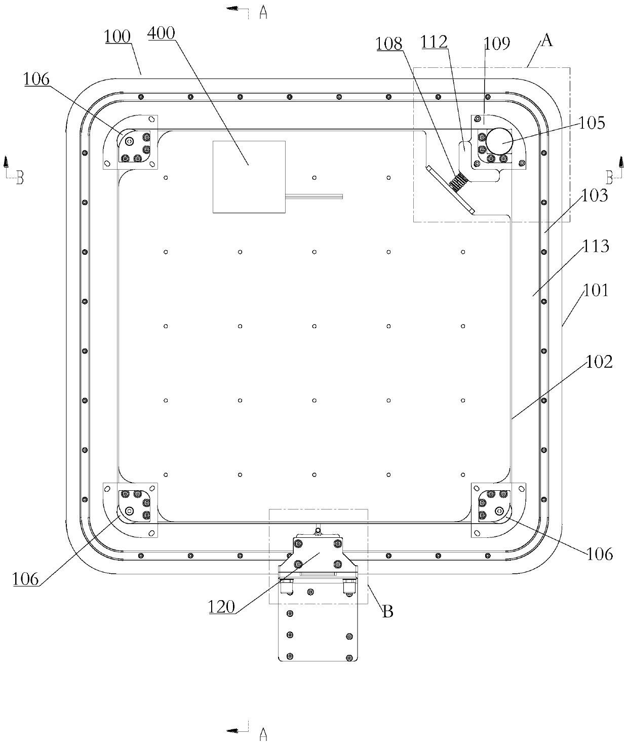 Material outboard annular inspection device with cable arrangement function