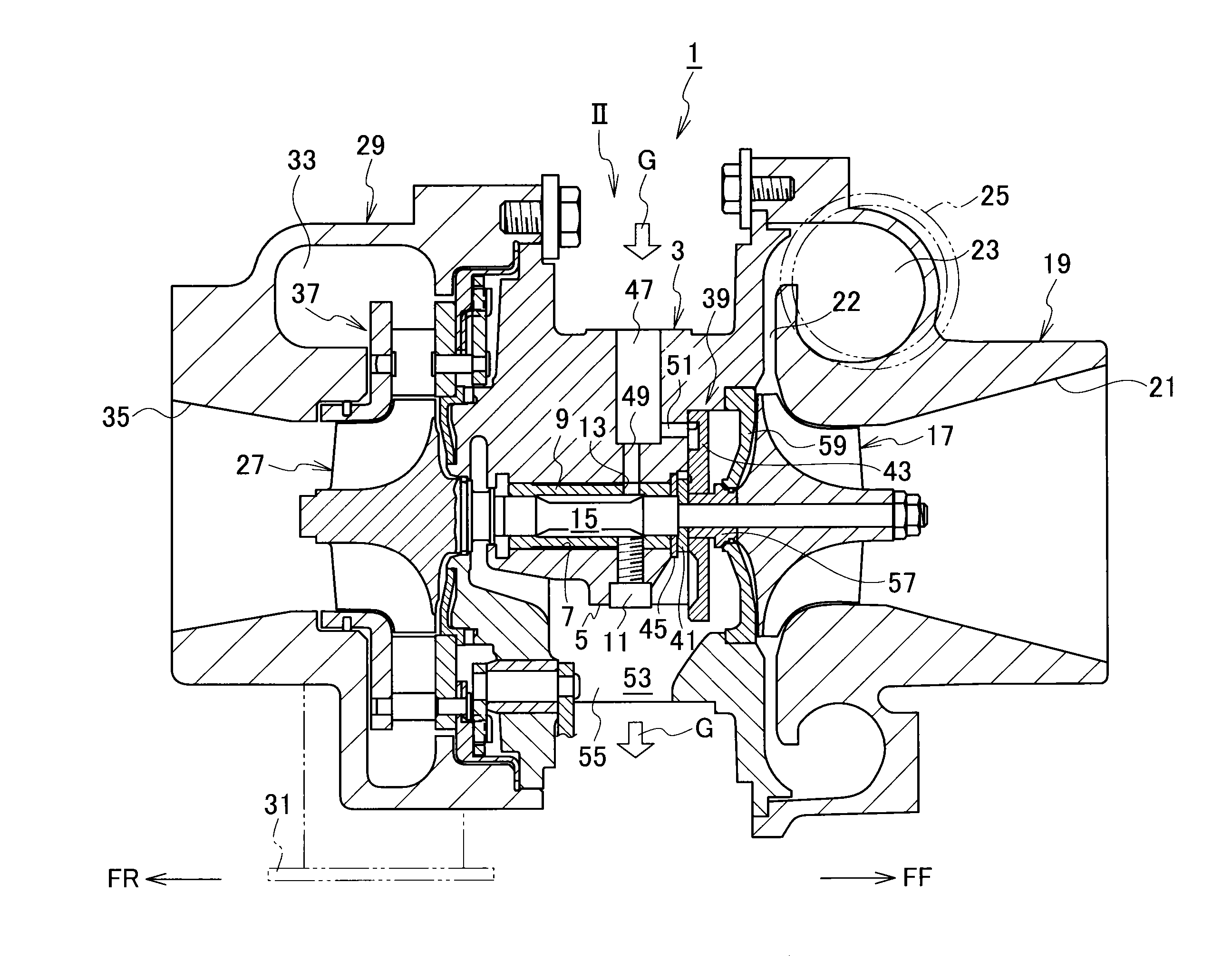 Thrust bearing structure and supercharger equipped with said thrust bearing structure