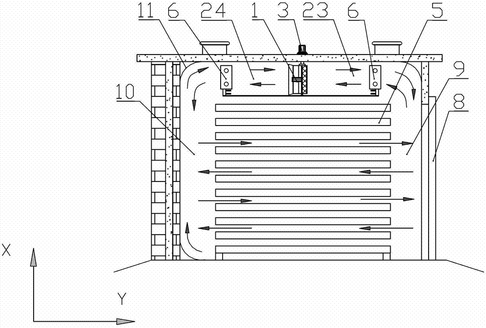 Heating and blowing device for large hot air drying room