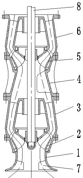 Multi-stage vertical high specific speed mixed-flow pump